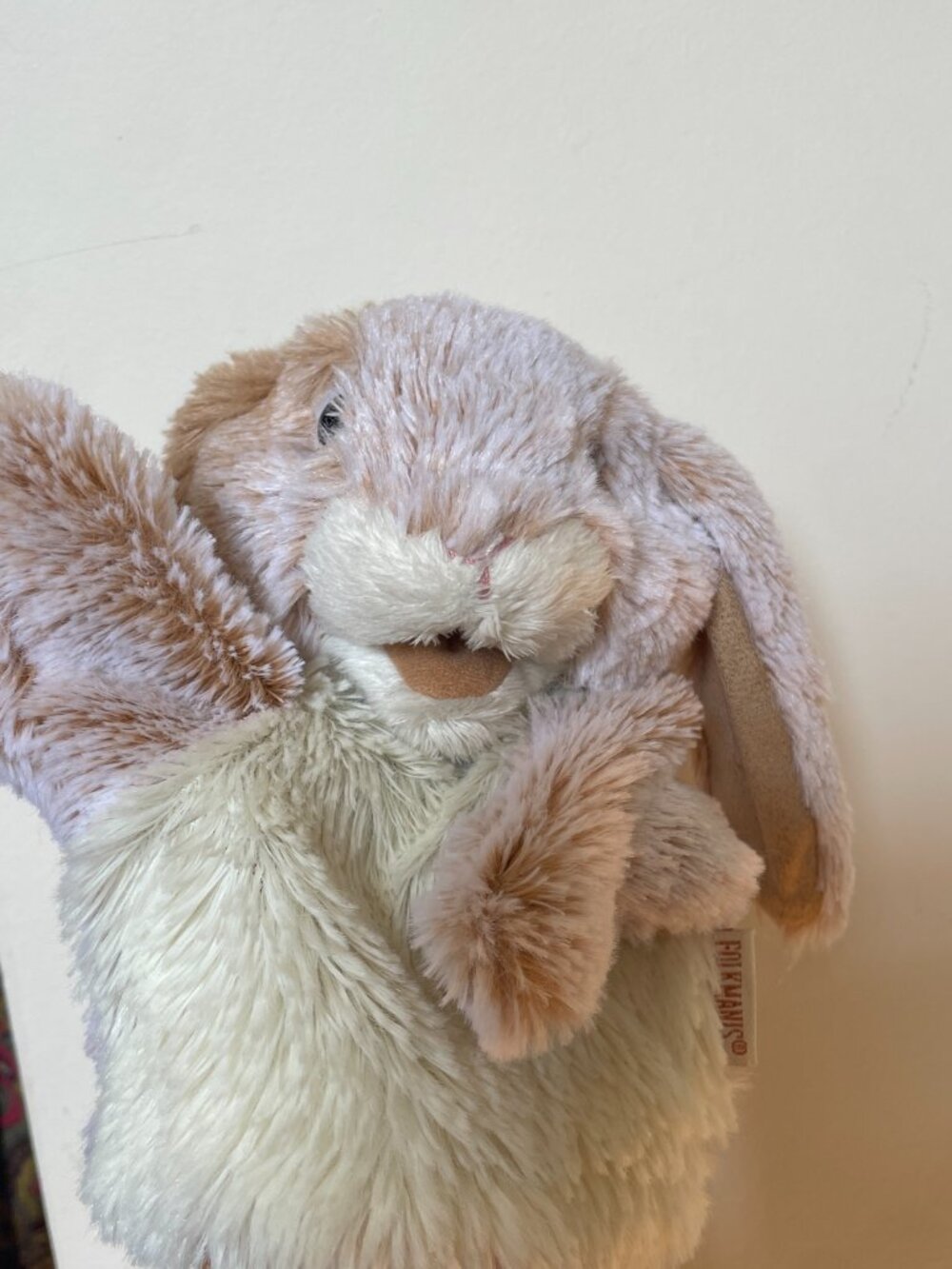 Folkmanis Rabbit Puppet Lop Bunny Easter Small White Tan 6.5" - Picture 9 of 9
